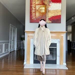 Evans Cream Canada Majestic Mink Directional Mink Coat